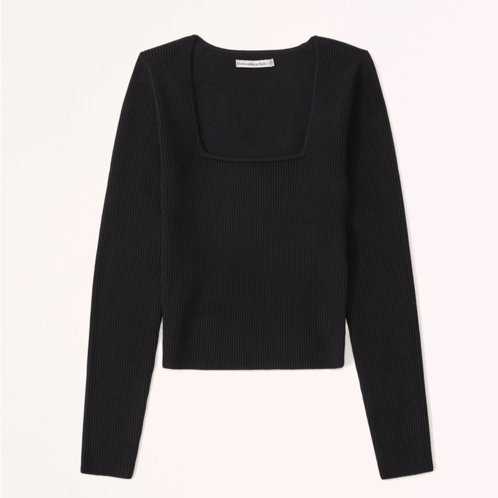 Abercrombie & Fitch Squareneck Ribbed Long Sleeved Top